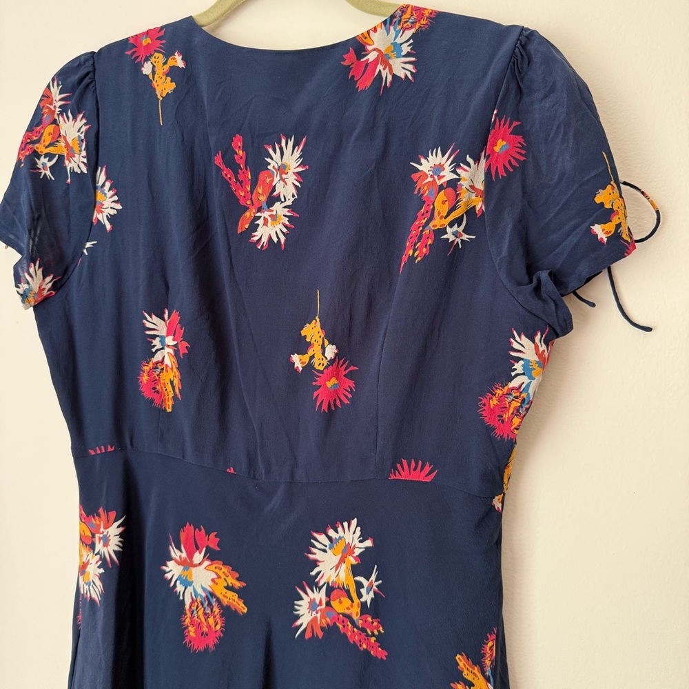 Madewell Silk Poppy Dress in Cactus Flower Navy Floral Fit and Flare Mini - Picture 13 of 16
